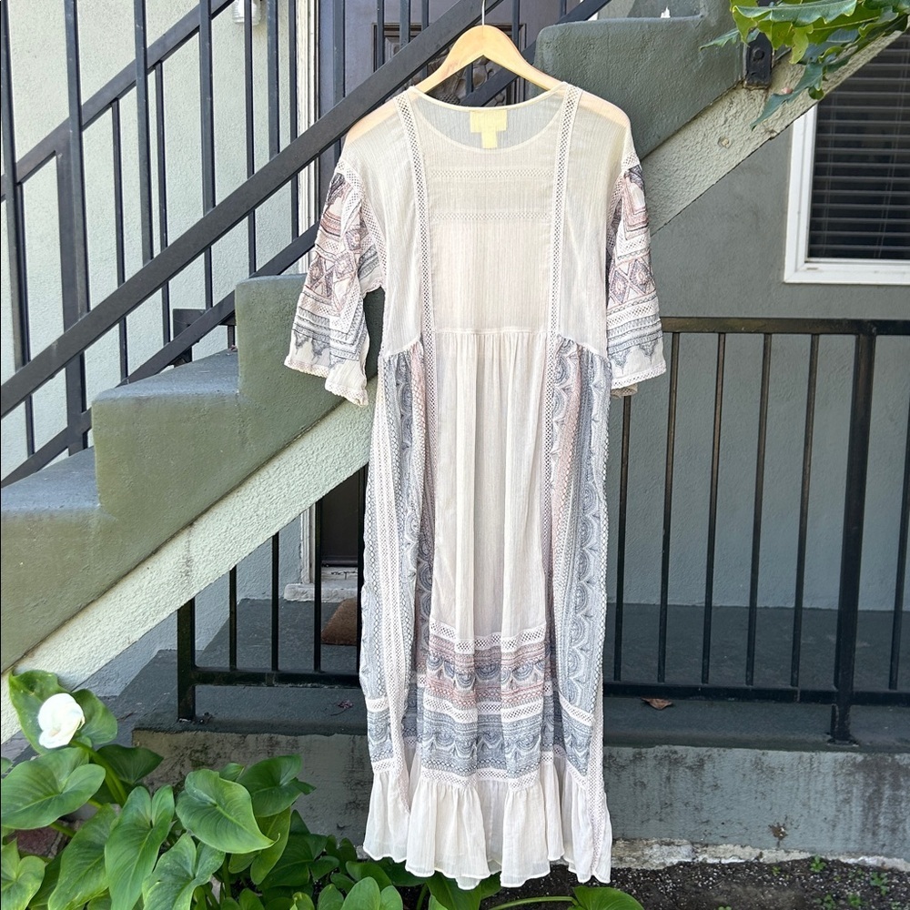 Anthropologie Meave Toronto Maxi Dress Bohemian Boho Embroidered Flowy Gauze Sm - Picture 9 of 10